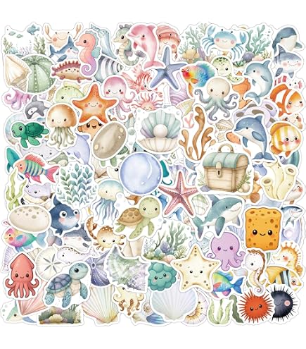Une affiche d'animaux marins et de créatures marines | Vecteur Premium