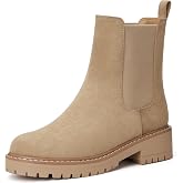 vodvob Women's Chelsea Boots Fashion Slip On Ankle Booties Casual Elastic Chunky Block Booties