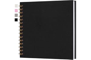 Hiwhy 8x8 Inch Scrapbook DIY Photo Album Linen Cover Hardcover White Pages 20 Sheets Small Scrap Memory Book Black