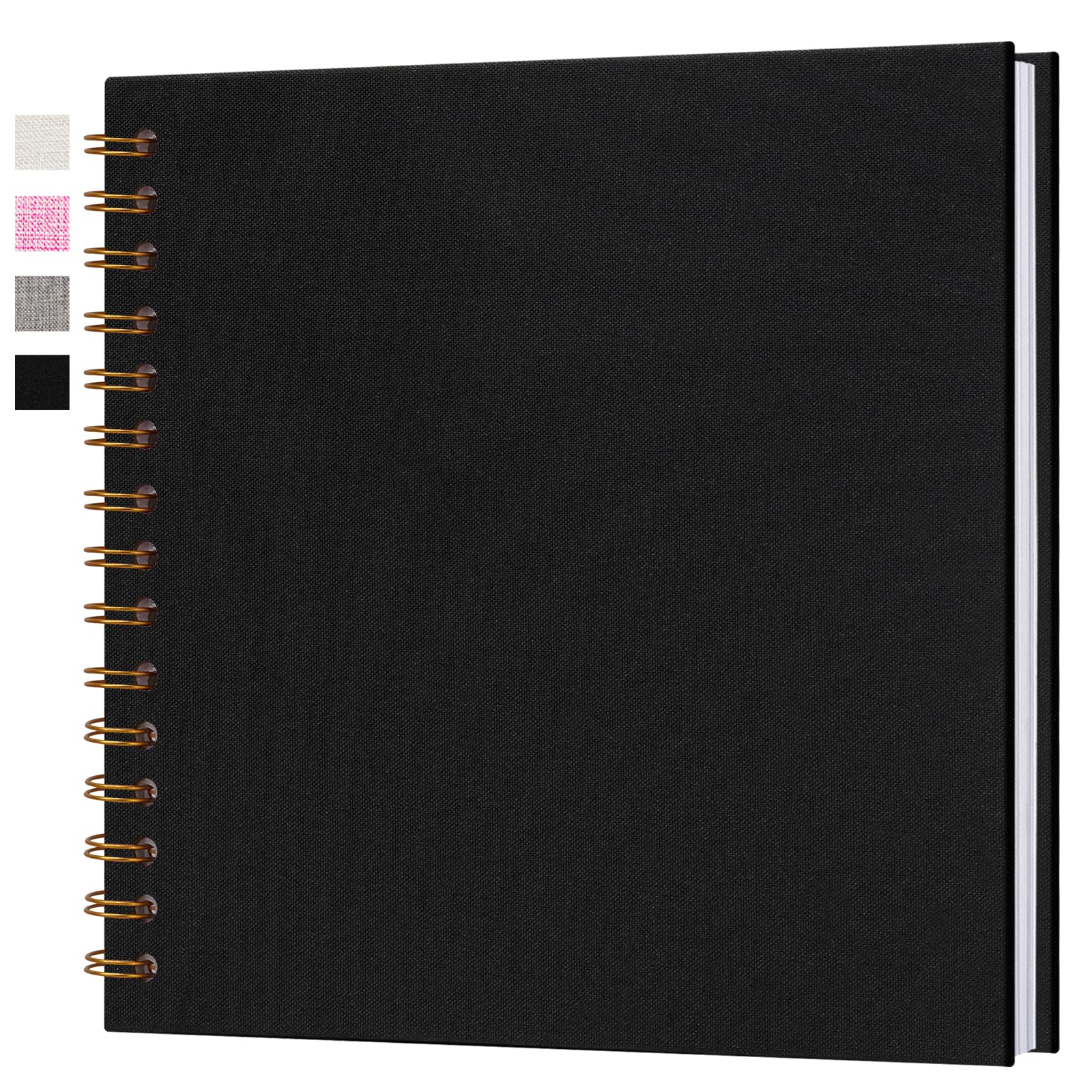 Hiwhy 18x18 cm Scrapbook DIY Photo Album Linen Cover Hardcover White Pages 20 Sheets Small Scrap Memory Book Black