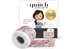 Quitch Silicone Scar Sheets for Surgical Scars, Silicone Scar Tape, C Section Recovery Must Haves, Tummy Tuck Recovery Must Haves, Postpartum Essentials Scar Treatment (Floral) 4x150cm