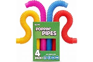 BUNMO Pop Tubes - Sensory Toys - Fidget Toys - Imaginative Play & Stimulating Creative Learning - Hours of Fun for Kids - Tons of Ways to Play - Non-Mouthable Toy 3+ - 4 Pack Large