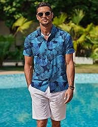 COOFANDY Mens Hawaiian Shirt Short Sleeve Button