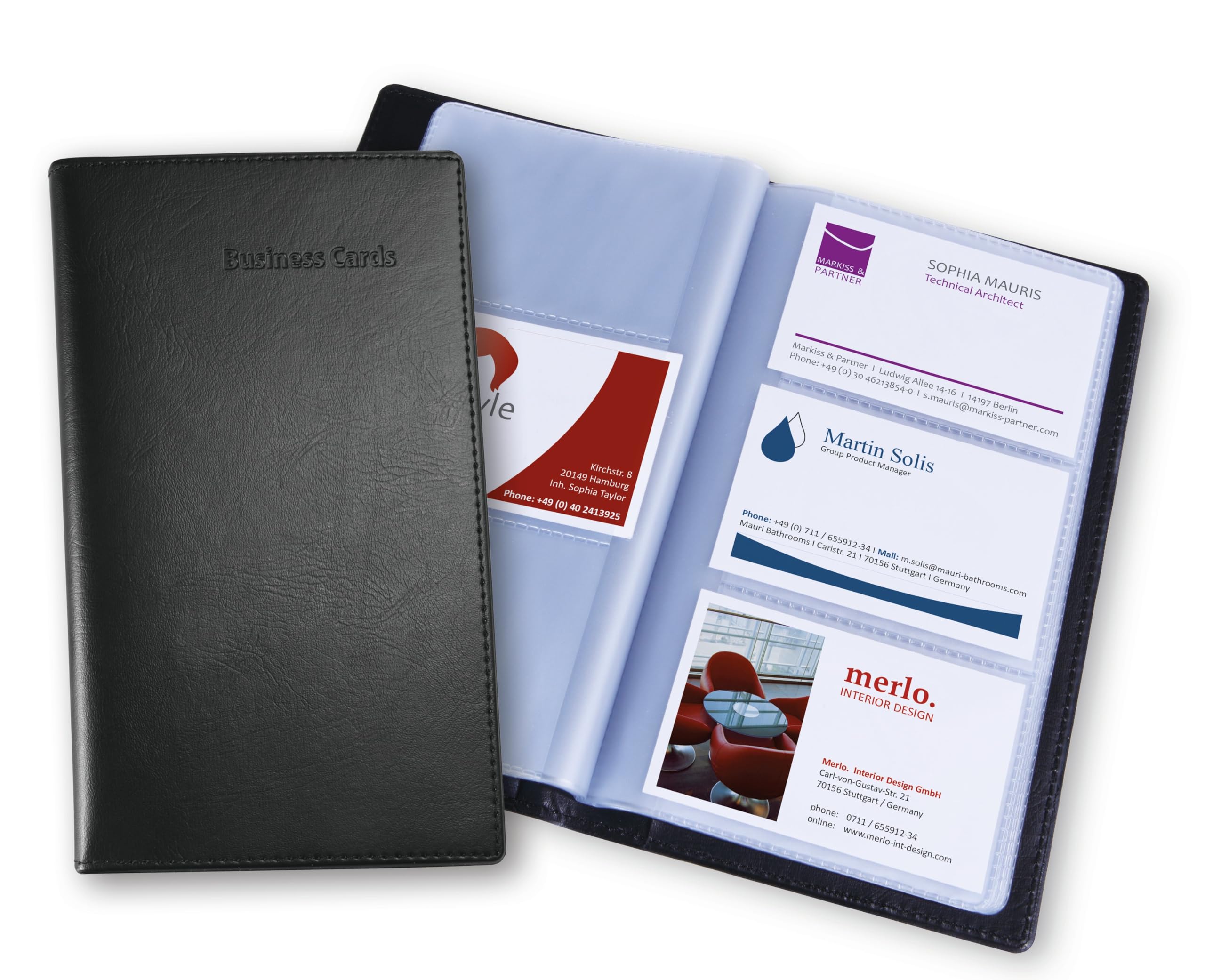 SIGEL VZ171 Card Holder / Card Book, leather-look, for up to 120 cards, Black