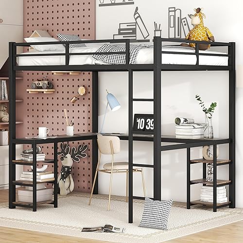Harper Bright Designs Metal Full Size Loft Bed, Loft Bed Full