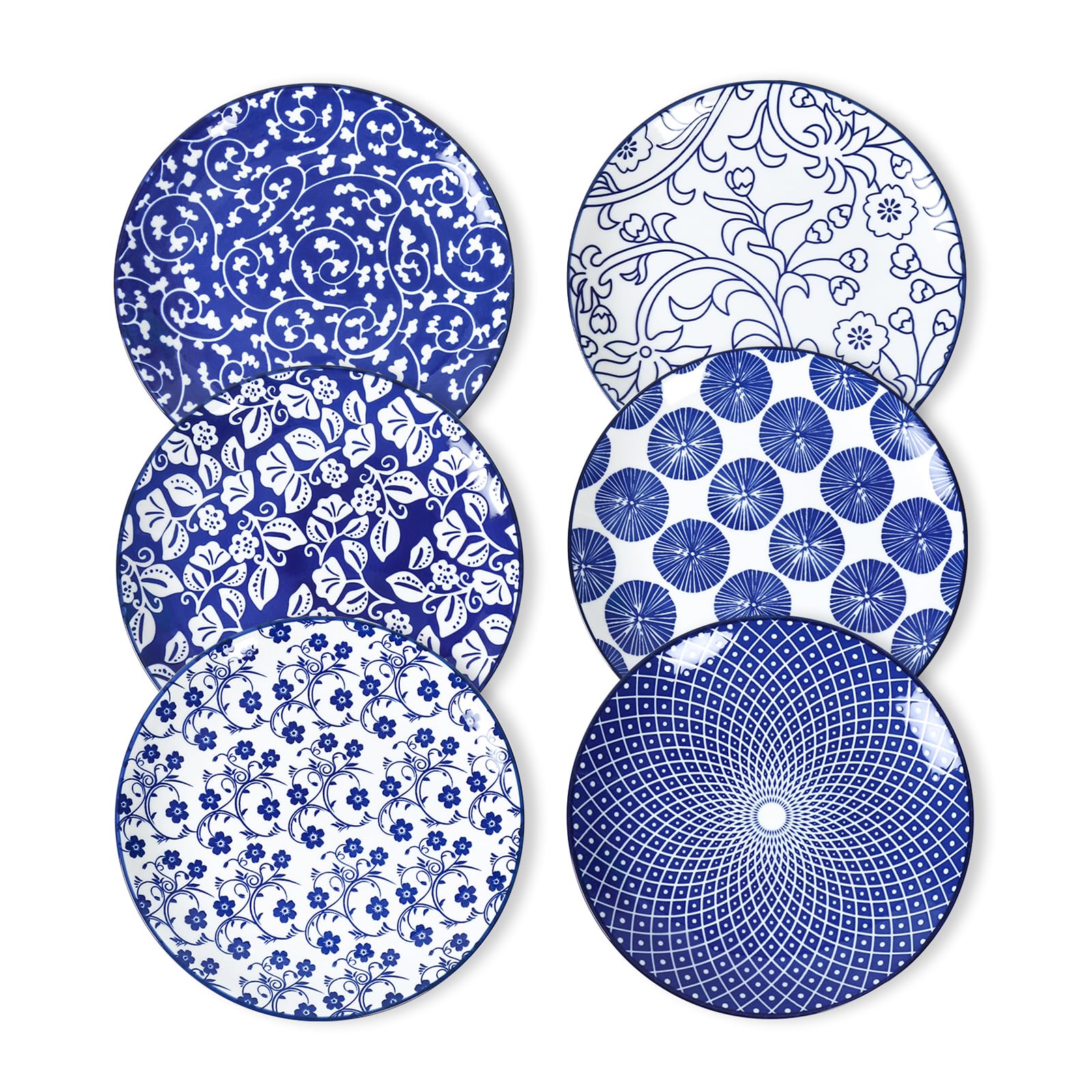 Photo 1 of Selamica Ceramic Dessert Plates,7 Inch Small Plates, Appetizer Plates for Kitchen, Set of 6, Microwave Dishwasher Safe, Vintage Blue