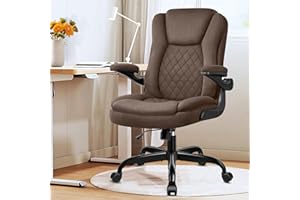 Brick Attic Executive Office Chair, Office Chair Ergonomic Suede Desk Chair with Wheels Swivel Computer Task Chair with Lumbar Support and Flip-up Armrests Brown