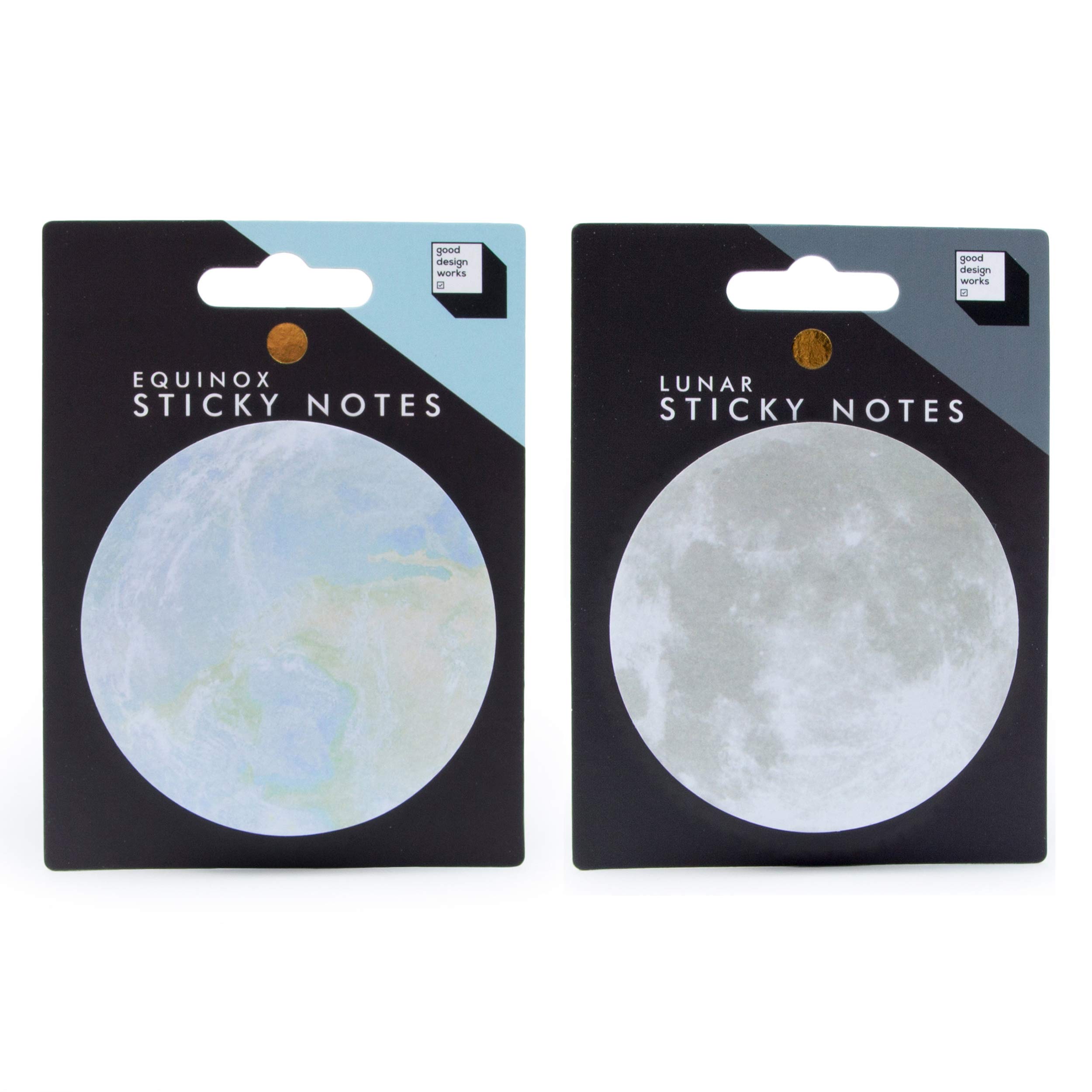 Good Design Works Planet Sticky Notes | Available in Four Designs | Planet and Moon Shaped Sticky Note Pads | Novelty Paper Sticky Pads | Office Supplies | Note Paper