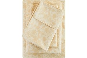 Mooreeke Floral King Bed Sheets, Soft Microfiber Taupe Flower Printed Bedding Sheets & Pillowcases, Deep Pocket Non-Slip Vintage Pattern King Sheet
