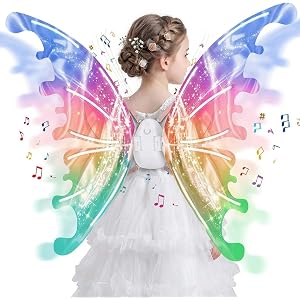 Electric Fairy Wings for Girls, Kids Butterfly Glowing Wings with LED Lights & Music, Cosplay Wing for Kid, Toy for Kids as H