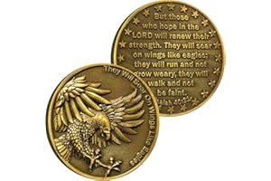LZWIN Christian Strength and Faith Reminder Coin - Inspirational Bible Verses Gift Pocket Token Divine Eagles Wings Challenge Coin