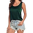 Wantschun Womens Silk Satin Tank Tops Summer Tank Shirt Round Neck Sleeveless Blouse Camisole