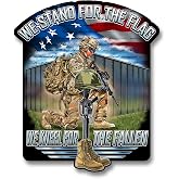 Skull Society - We Stand for the Flag We Kneel for the Fallen 7 inch Patriotic All Weather Decal Sticker for Cars, Trucks, Motorcycles &amp; Laptops - Sticks to All Flat Surfaces Including Car Windows