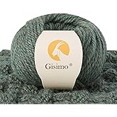 Gisimo 100% Merino Wool Yarn, 3-Ply Luxurious and Soft Yarn for Hand Knitting & Crocheting (Evergreen, 1Ball)