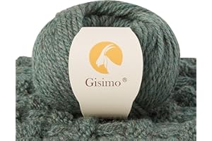 Gisimo 100% Merino Wool Yarn, 3-Ply Luxurious and Soft Yarn for Hand Knitting & Crocheting (Evergreen, 1Ball)