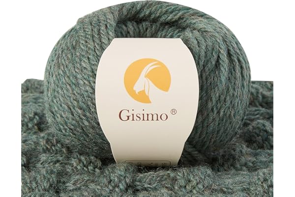Gisimo 100% Merino Wool Yarn, 3-Ply Luxurious and Soft Yarn for Hand Knitting & Crocheting (Evergreen, 1Ball)