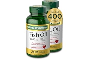 Nature's Bounty Fish Oil, Dietary Supplement with 360mg Omega-3, Supports Heart Health, 1200mg, 200 Softgels (Pack of 2)