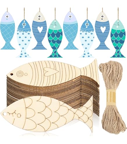 Unfinished Wood Fish Hook Shape Fishing Ocean Craft up to 46