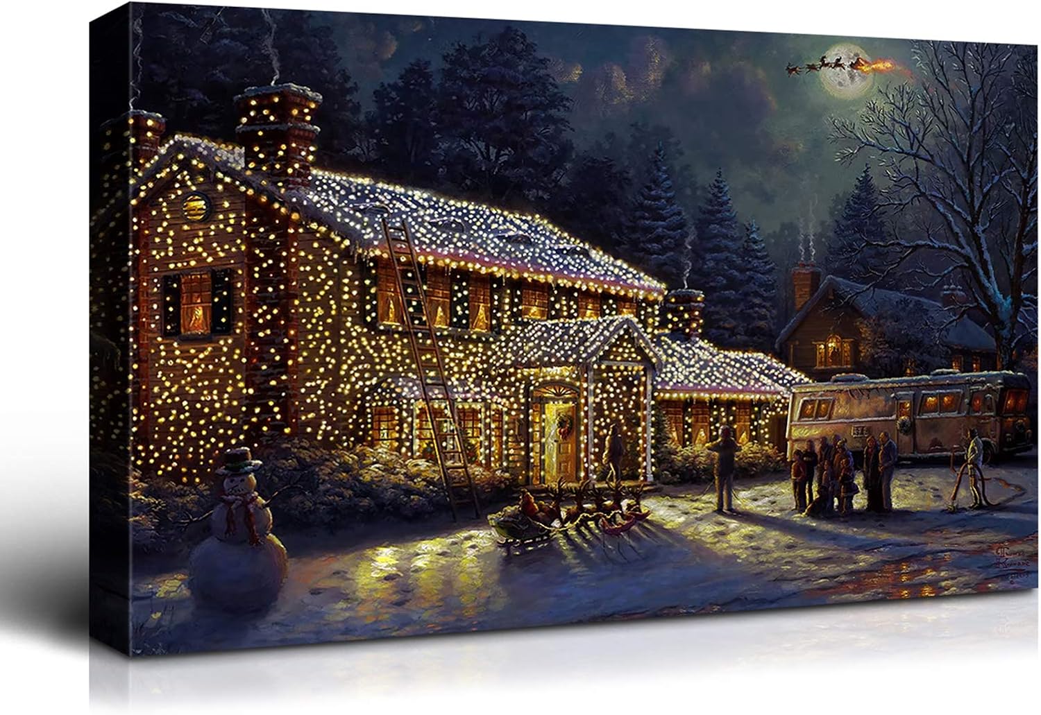 Paintings - Denozer - Canvas Wall Art Christmas Eve Painting Artwork for Home Wall Decor,Stretched and Framed Ready to Hang - 36x24 inch