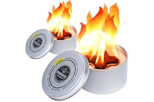 Radiate 2-Pack Portable Tabletop Firepit Campfire in a Can - 4" White Modern - 2 Hours Warmth & Burn Time - Soy Wax Portable Fire - Lightweight Camping Fire & Safe Tabletop Firepit