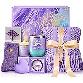 Birthday Gifts for Women Mom Daughter Best Friend - Unique Christmas Valentines Day Gifts for Her Wife Girlfriend - Lavender Self Care Get Well Soon Gift, Spa Gift Baskets w/Blanket Care Package