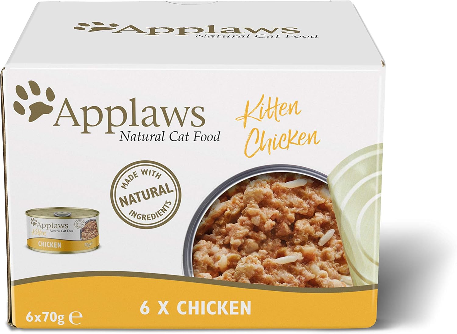 Applaws Natural Wet Kitten Food, Chicken Multipack in Jelly 70 g Tin - 4 x (6 x 70 g) Tins, 70 g (Pack of 24)