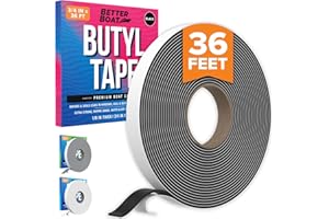 BETTER BOAT Butyl Tape, RV and Marine Window Seal Kit, Black Double-Sided Putty Tape, 1/8" x 3/4" x 36 Ft, Waterproof Rubber Caulking for Boat, RV Windows, and Outdoor Sealing
