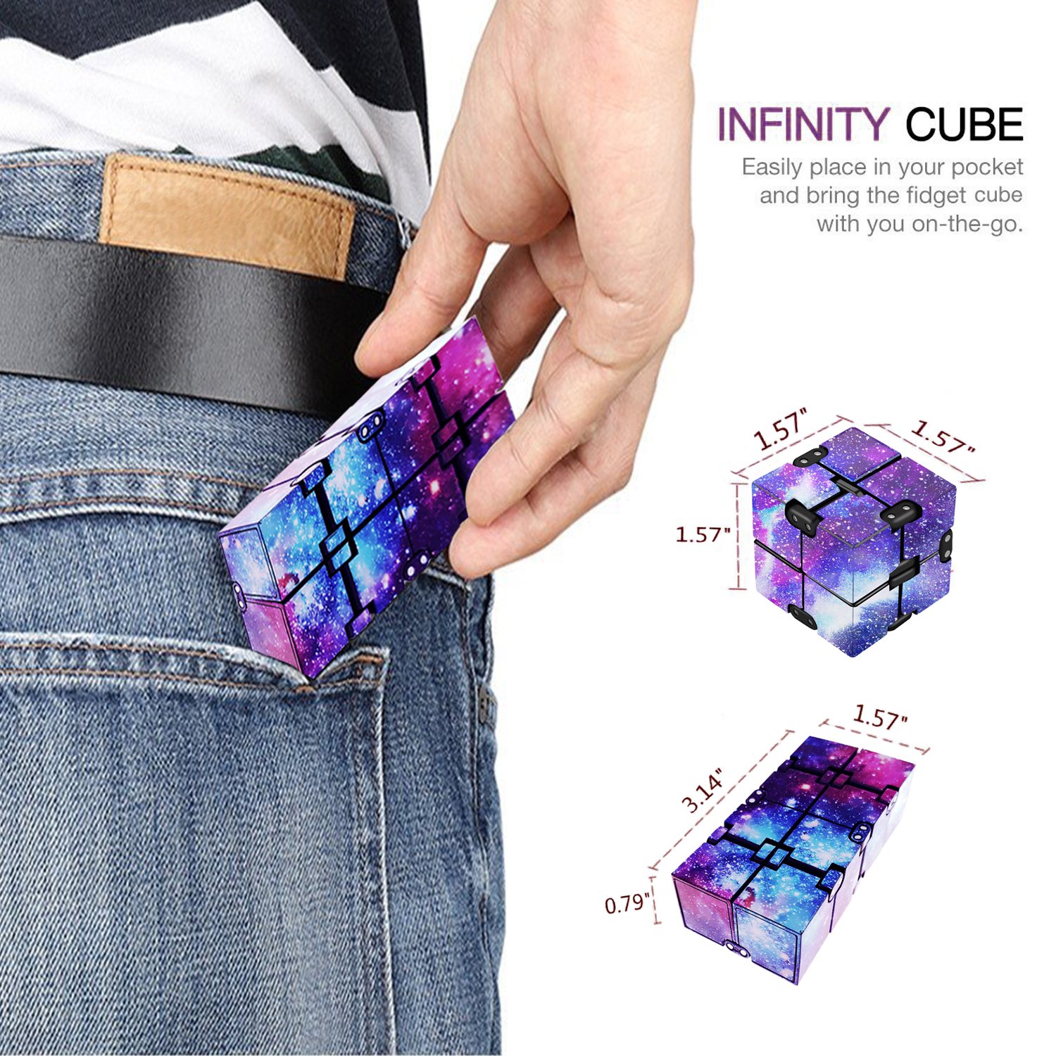 Yomiie Infinity Cube Fidget Toy for Adults and Kids, Fidget Finger Toy Stress and Anxiety Relief, Killing Time Unique Idea Cool Mini Gadget Spinner for ADD/ADHD/OCD