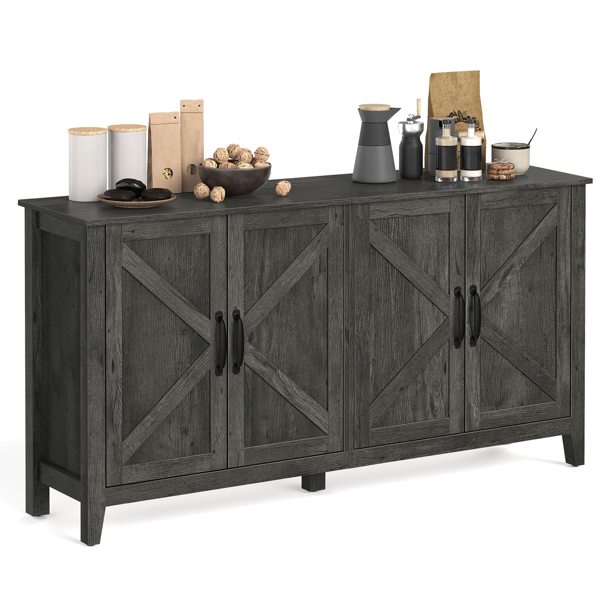 Photo 1 of VASAGLE LIRY Collection - Storage Cabinet, Buffet Cabinet, Sideboard, Credenza, with Adjustable Shelves, for Living Room, Entryway, Antique Charcoal ULSC381T04