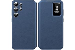 for Samsung Galaxy S26 Ultra Case, Clear Smart Small Window Flip Premium Leather TPU Inner for Samsung S26 Ultra Smart View C