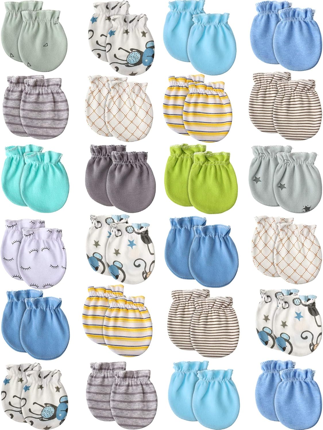24 Pairs Newborn Baby Mittens Unisex Baby Cute Glove No Scratch Baby Mittens Gloves for 0-6 Months Baby Boys Girls: Clothing