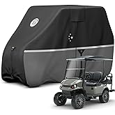 LI LIBZAKI 2/4/4+2 Passenger Golf Cart Cover Fits EZGO, Club Car, Yamaha, Heavy Duty 420D Waterproof Windproof Sunproof Outdoor All-Weather Full Cover (Black Gray-L)