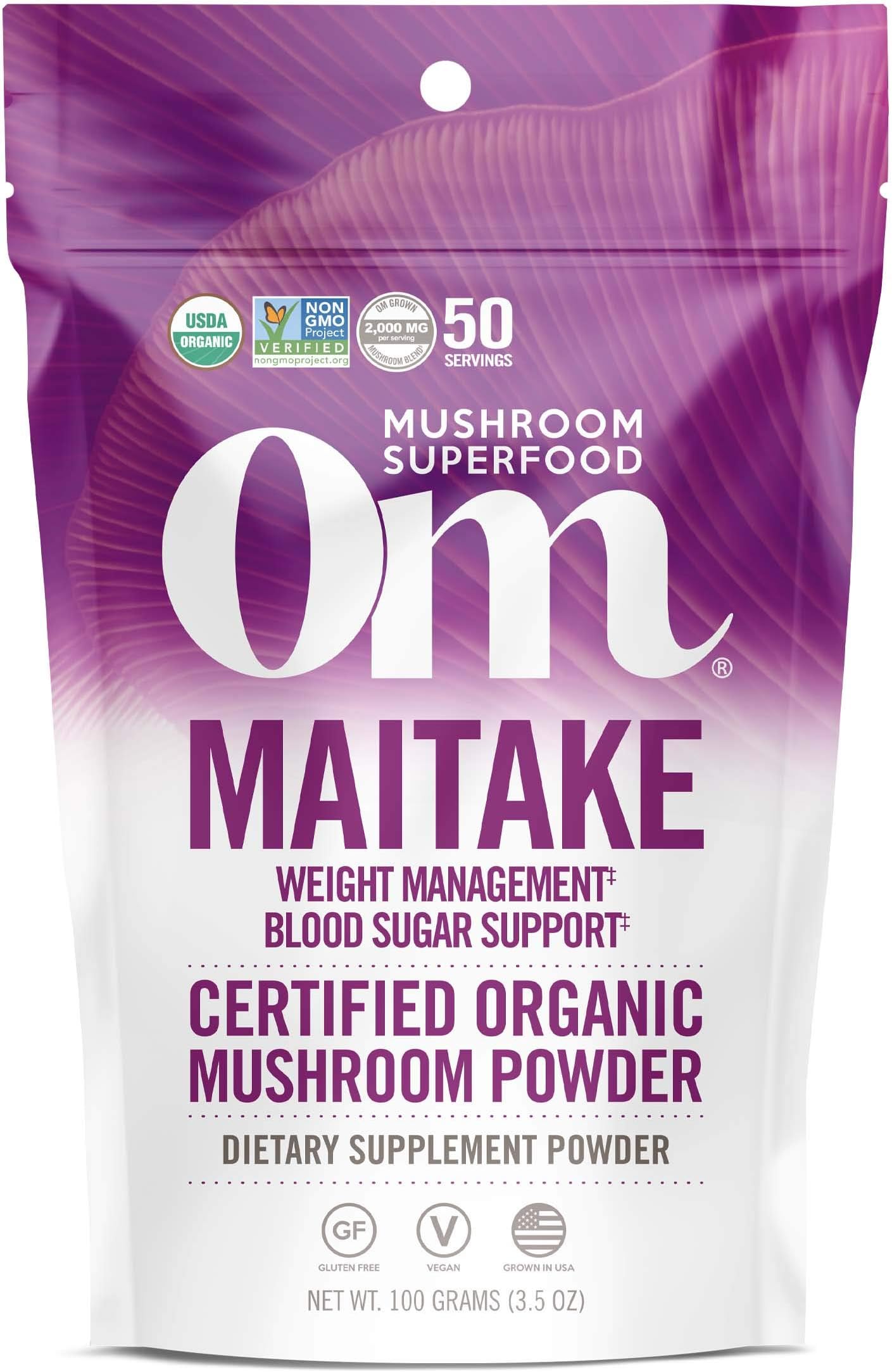 Om Mushroom Superfood Maitake Organic Mushroom Powder, 3.5 Ounce, 50 Servings, Weight Management, Supports Healthy Blood Sugar & Immune Support Supplement