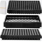 Yinder 20 Pcs Plant Seed Starting Trays, 1020 Trays No Holes and Cells Plug Trays with 100 Pcs Tags, Growing Trays for Nursery, Germination, Wheatgrass, Succulent, Microgreens and More(128 Cells)