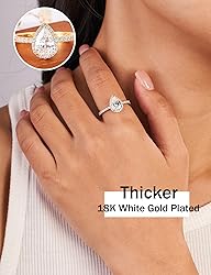 Oivley 2CT Pear Shaped Engagement Rings for Women