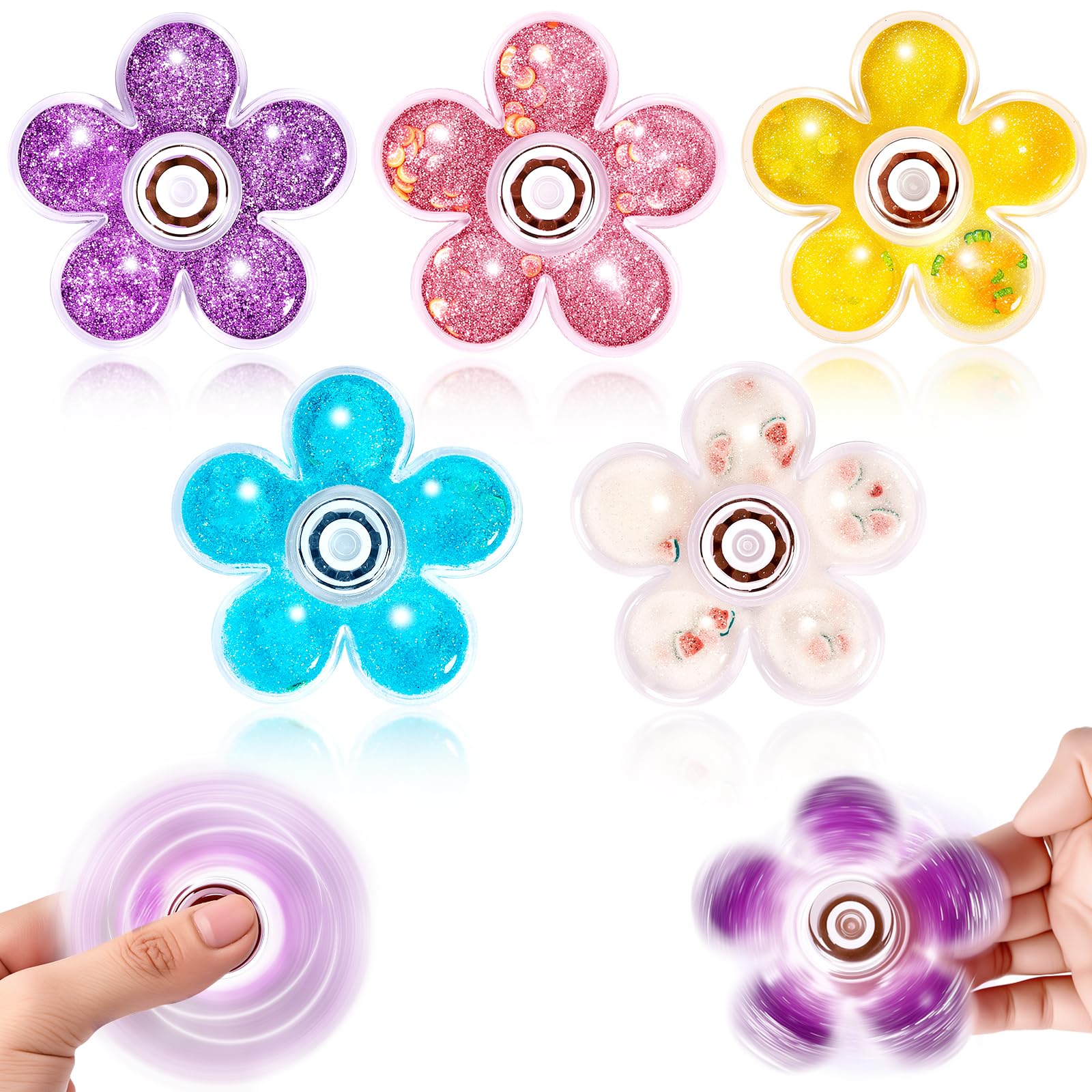Photo 1 of 5 Pack Fidget Spinner, Glitter Liquid Sensory Spinner Toy for Kids & Adults – Sensory Toy for Focus, Stress Relief & Fidgeting – Anxiety Toy for School Classroom Prizes, Anxiety ADHD