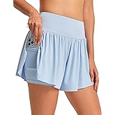 FitsT4 Sports Womens Swim Shorts High Waisted Board Shorts Flowy Swim Skirt UPF50+ Bathing Swimsuit Bottoms with Liner