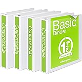 Wilson Jones Round Ring View Binder, 1.5 Inch, Basic, 362 Series, Customizable, White, 4 Pack (W70362-34WPP)