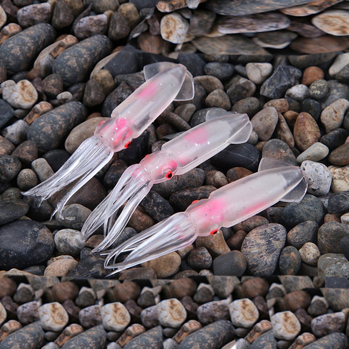 DAOUD 20pcs/lot 7.5cm Octopus Lures Glow in Dark Luminous Bulb Squid Skirts Soft Trolling Lures Bait Fishing Tackle Saltwater