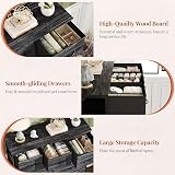 CAIYUN 9-Drawer Fabric Dresser with Wood Top Charcoal Black view 5