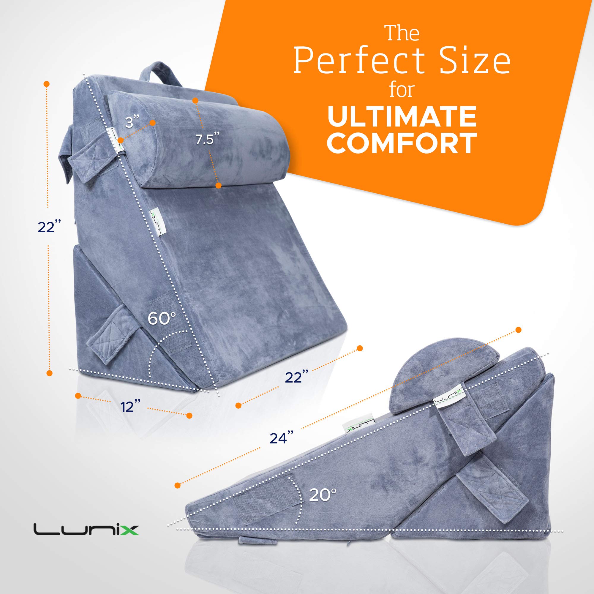 Mua Lunix LX6 3pcs Orthopedic Bed Wedge Pillow Set, Post Surgery Memory