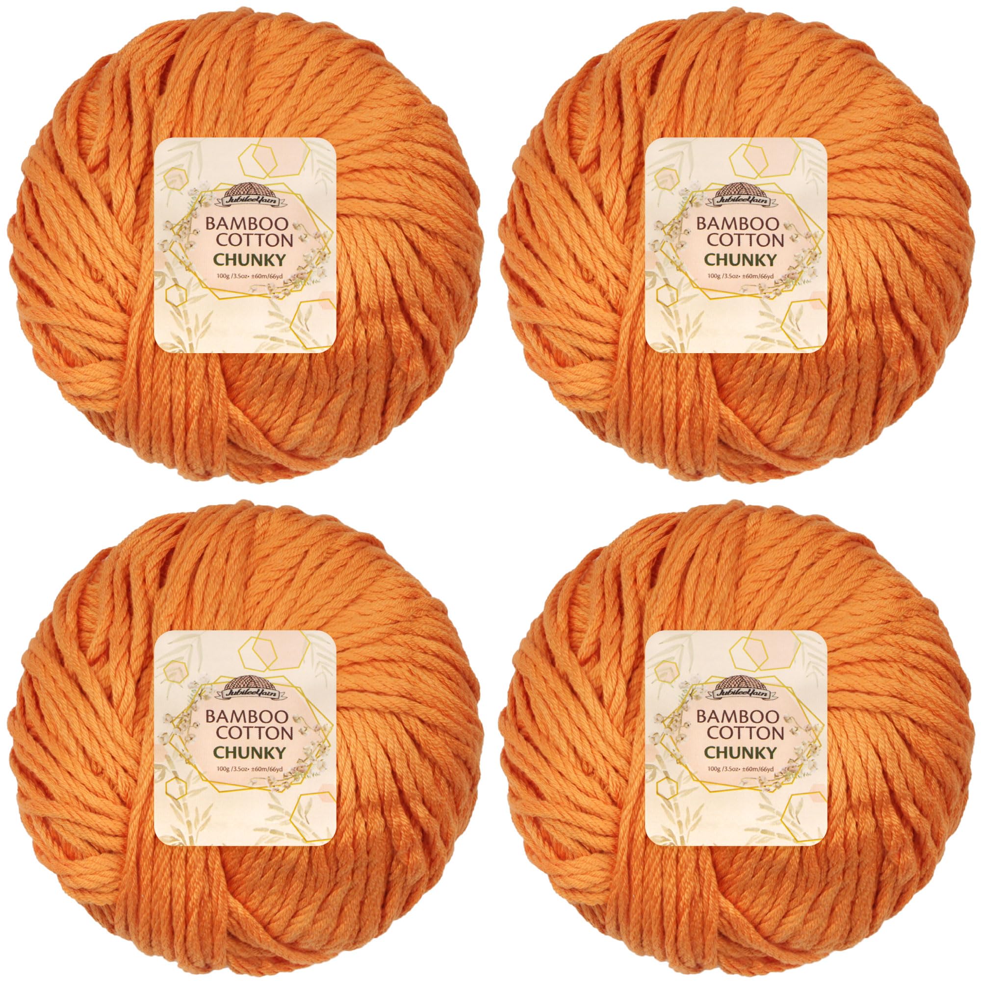 JubileeYarn Bamboo Cotton Chunky Yarn - 100g/Ball - Blood Orange - 4 Balls