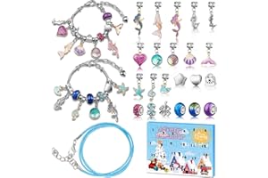 KOLBRIGHT Christmas Advent Calendar 2024, Advent Calendars for Kids/Girl/Teens/Teenagers/Adult Women, Little Mermaid Charm Bracelet Jewelry Making Kit for Girls Crafts Mermaid Accessories, Gift for Girls 6-12