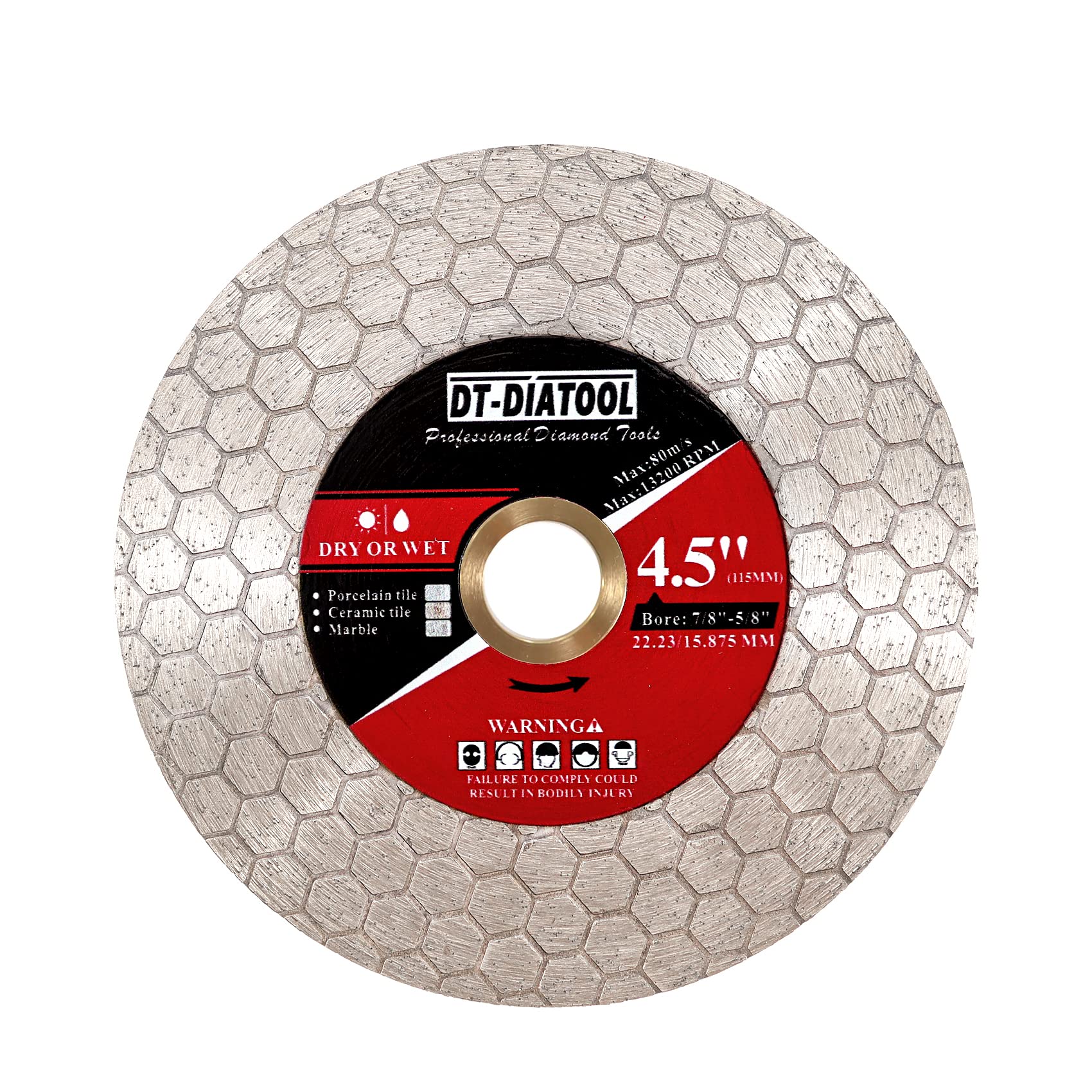 DT-DIATOOL Diamond Cutting Disc Tile Cutting Disc 115mm for Porcelain Ceramic Marble Artificial Stoneware Edge Grinding