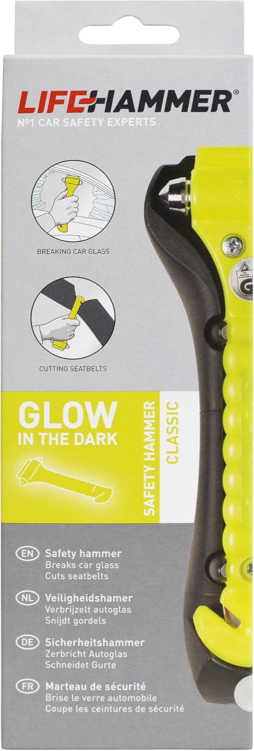 Lifehammer Brand Car Safety Hammer, The Original Emergency Escape and Rescue Tool with Seatbelt Cutter, Made in The Netherlands, Orange (2-Pack): Automotive