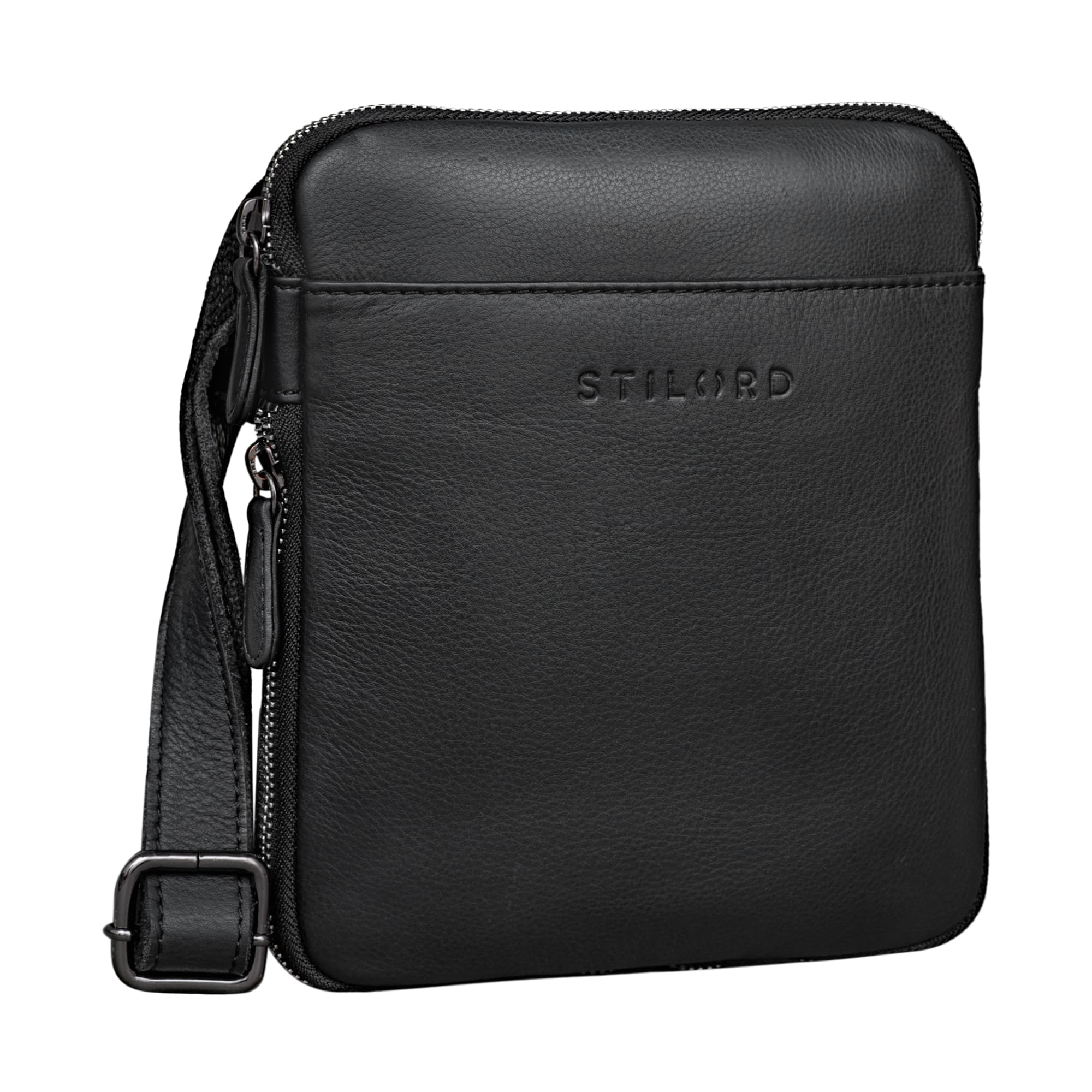 STILORD "Carson Mens Small Satchel Bag Leather Vintage Messenger Bag Shoulder Bag Cross Body Cross Over for Men in Genuine Leather Colour:black