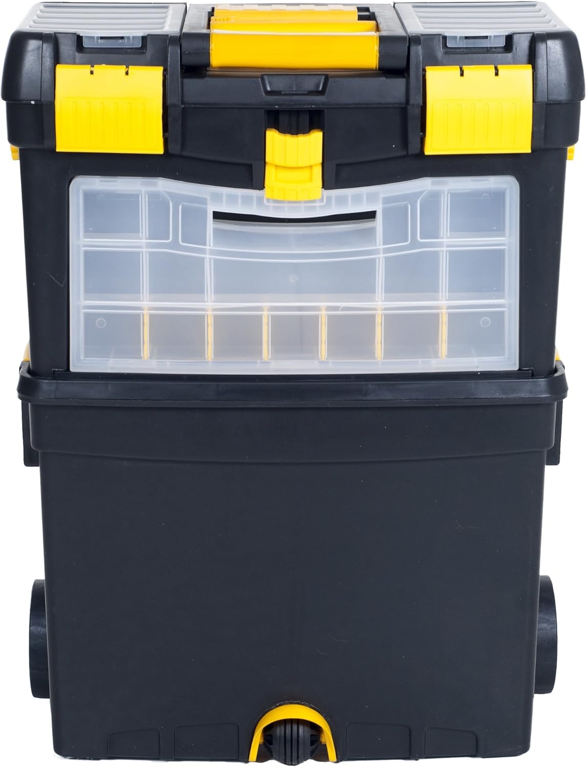 Heavy Duty Rolling Toolbox with Foldable Comfort Handle & Removable Top Storage –Chest & Cabinet Storage Box, Garage Toolbox Organizer - Stalwart Deluxe Mobile Workshop And Toolbox - 