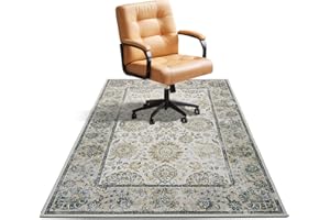 BOSHENGYA 48"x60"Office Chair Mat for Hardwood Floor,Rolling Computer Chair Mat for Tile Floor,Under Desk Chair Floor Protector,Floral Office Rug,Anti Slip Low Pile Carpet