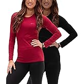 DEVOPS Women's 2 Pack Thermal Long Sleeve Shirts Compression Baselayer Tops