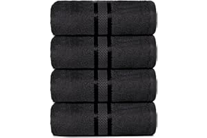 Dewall Maisons Pack of 4 Large Bath Towels (100% Cotton, 27x54 Inches) Bath Towels - Dries Quickly, Super Absorbent, Perfect for Daily Use, Bathroom Towels - Black Color